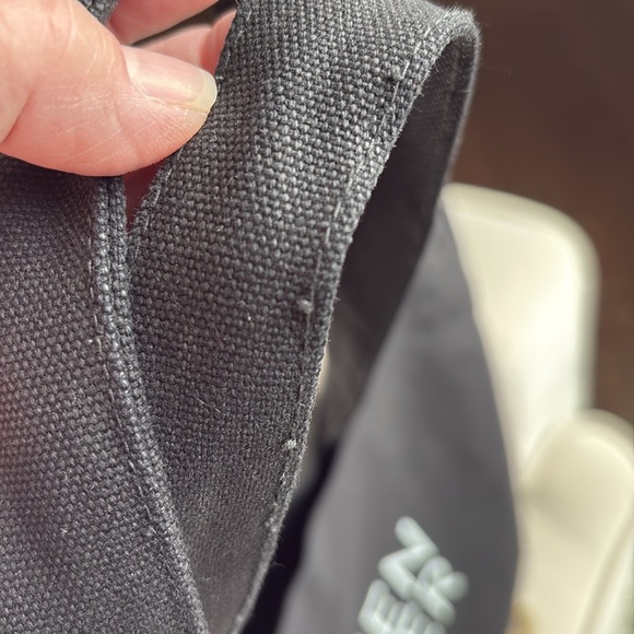 Eileen Fisher Logo Canvas Tote Bag Black & White Thick Office Travel 17x13x3.5" - Picture 11 of 11